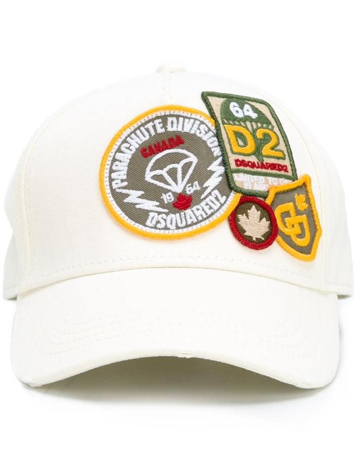 Dsquared2 Parachute Patch Baseball Cap, Men's, White, Cotton