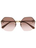 Bulgari Oversized Pink Tinted Sunglasses - Gold