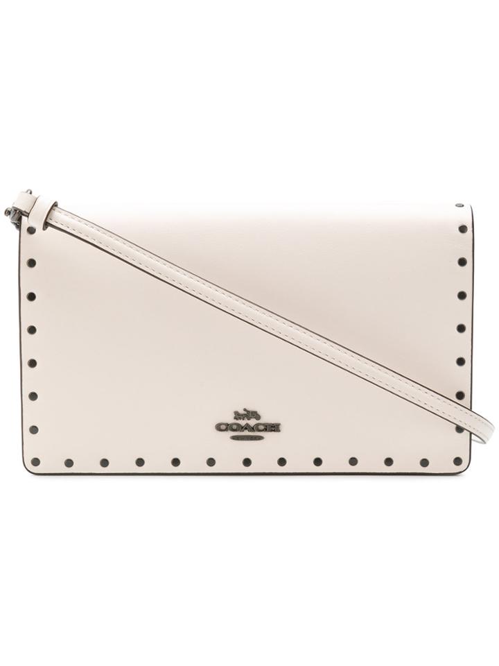 Coach Foldover Logo Clutch Bag - White