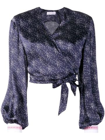 Marine Serre Micro Moons Cropped Blouse - Blue