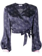 Marine Serre Micro Moons Cropped Blouse - Blue
