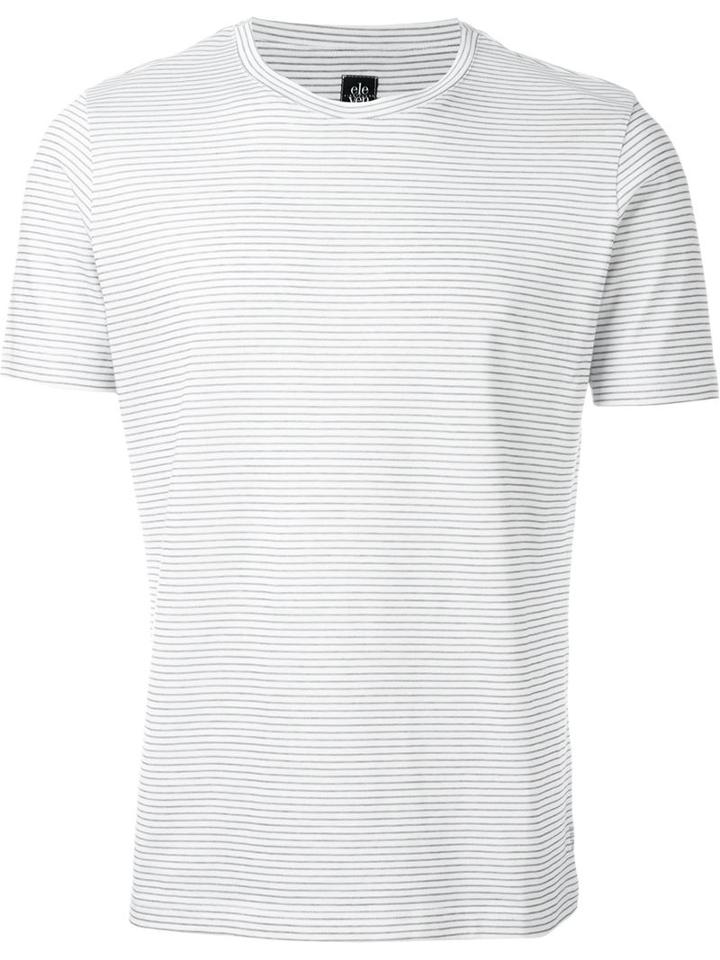 Eleventy Striped T-shirt, Men's, Size: L, White, Cotton