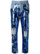 Don't Cry Embellished Slim-fit Jeans - Blue