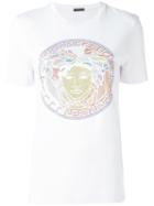 Versace Studded Medusa T-shirt, Women's, Size: 36, White, Viscose/silk
