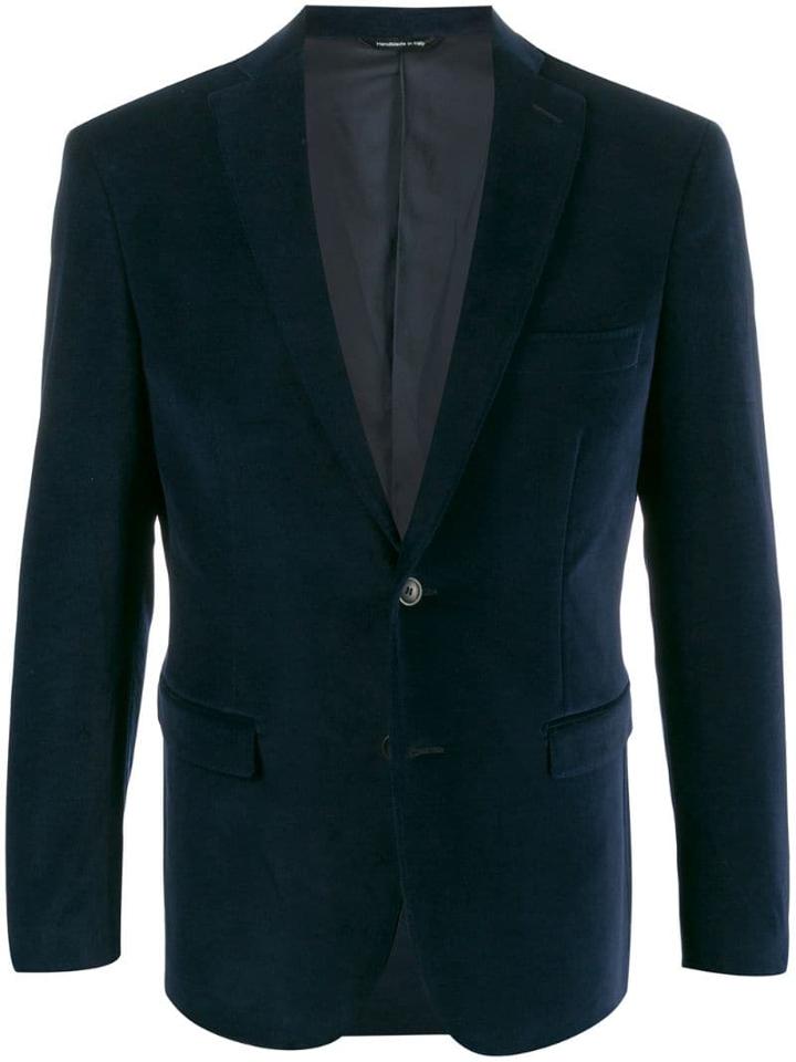 Tonello Single-breasted Velour Blazer - Blue