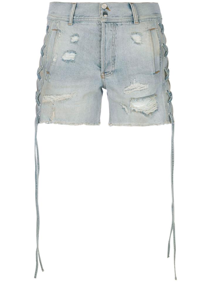 Faith Connexion Distressed Denim Shorts - Blue