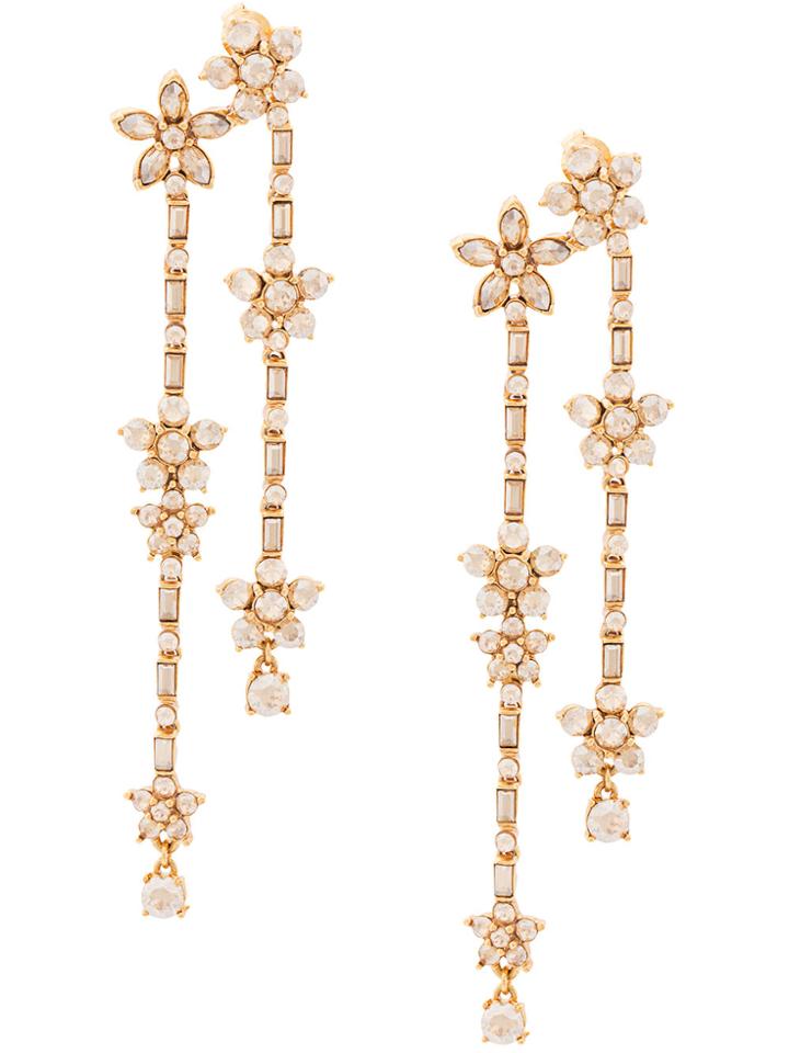Oscar De La Renta Multi Floral Drop Earrings - Metallic