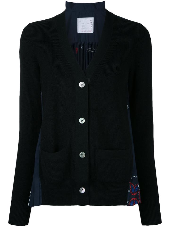 Sacai Pleated Back Cardigan - Black