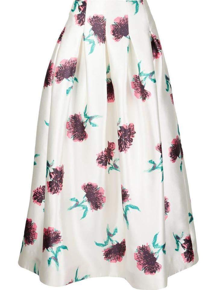 Oscar De La Renta Floral Silk Skirt