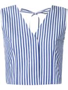 Taro Horiuchi - Striped Waistcoat - Women - Cotton - One Size, White, Cotton
