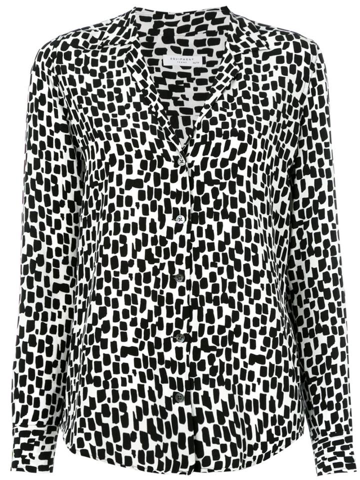 Equipment Geometric Print Shirt, Women's, Size: Medium, White, Silk