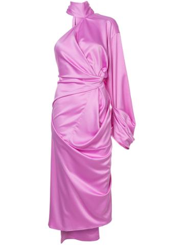 Solace London Knot One Shoulder Dress - Pink & Purple