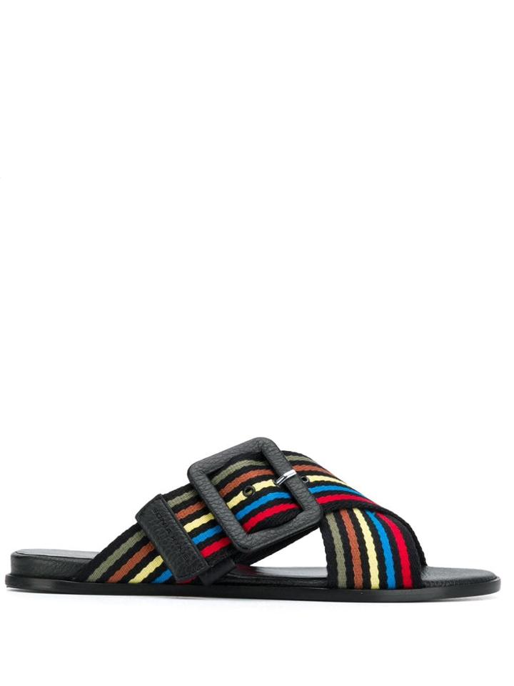 Sonia Rykiel Cross Buckle Flat Sandals - Black