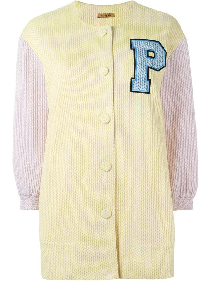 Peter Jensen 'p' Appliqué Coat, Women's, Size: Small, Yellow/orange, Cotton/polyester/polyimide