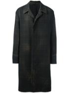 Lanvin Checked Pattern Overcoat, Men's, Size: 48, Grey, Wool/viscose