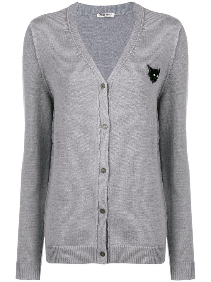 Miu Miu Fitted Classic Cardigan - Grey