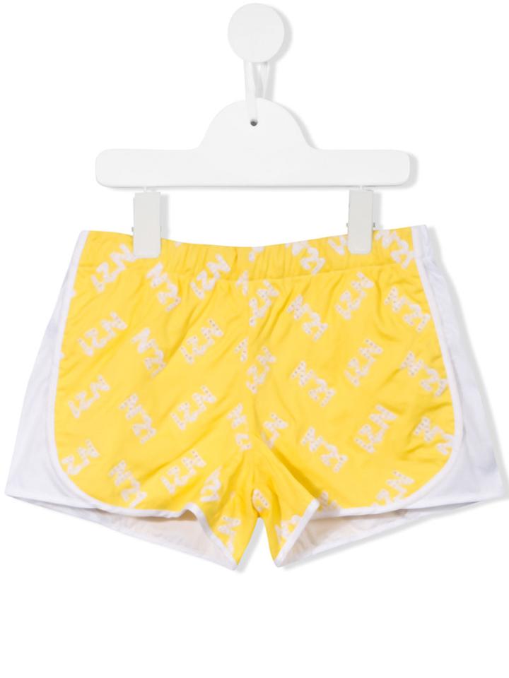 No21 Kids Bicolour Shorts, Girl's, Size: 6 Yrs, Yellow/orange