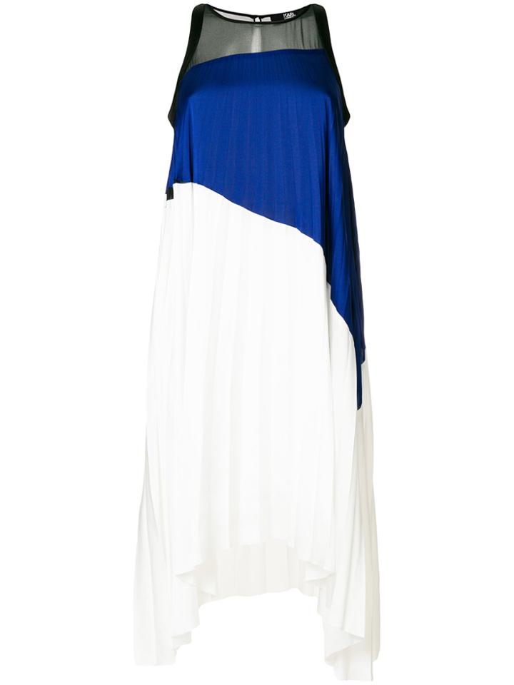 Karl Lagerfeld Colour Block Pleated Dress - White