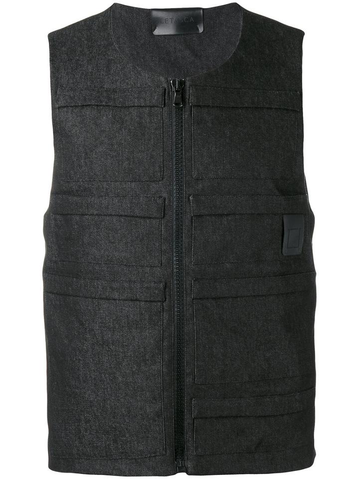 Letasca - Denim Bomber Vest - Men - Cotton - M, Black, Cotton