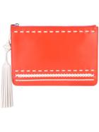 Tod's - Woven Stitch Tassel Clutch - Women - Calf Leather - One Size, Red, Calf Leather