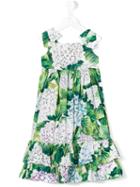 Dolce & Gabbana Kids - Hydrangea Print Dress - Kids - Cotton - 5 Yrs, Green