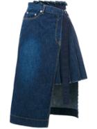 Sacai - Asymmetric Pleated Kilt Skirt - Women - Cotton - 2, Blue, Cotton