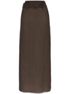 Prada Chiffon Belted Maxi Skirt - Brown