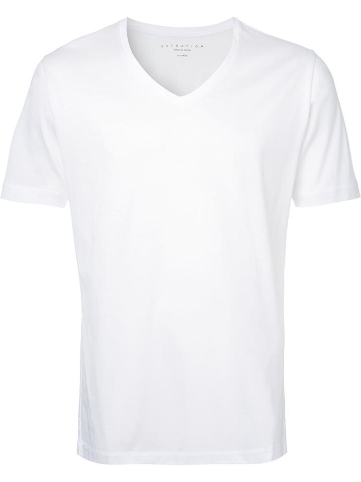 Estnation V-neck T-shirt, Men's, Size: Small, White, Cotton