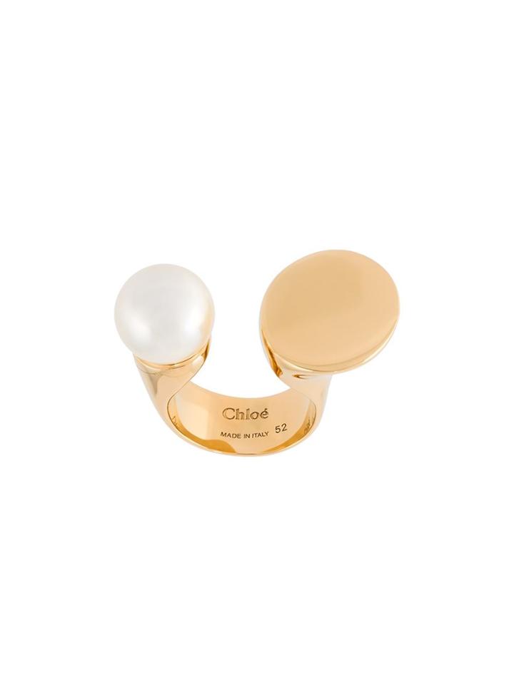 Chloé 'darcey' Ring With Pearl - Metallic