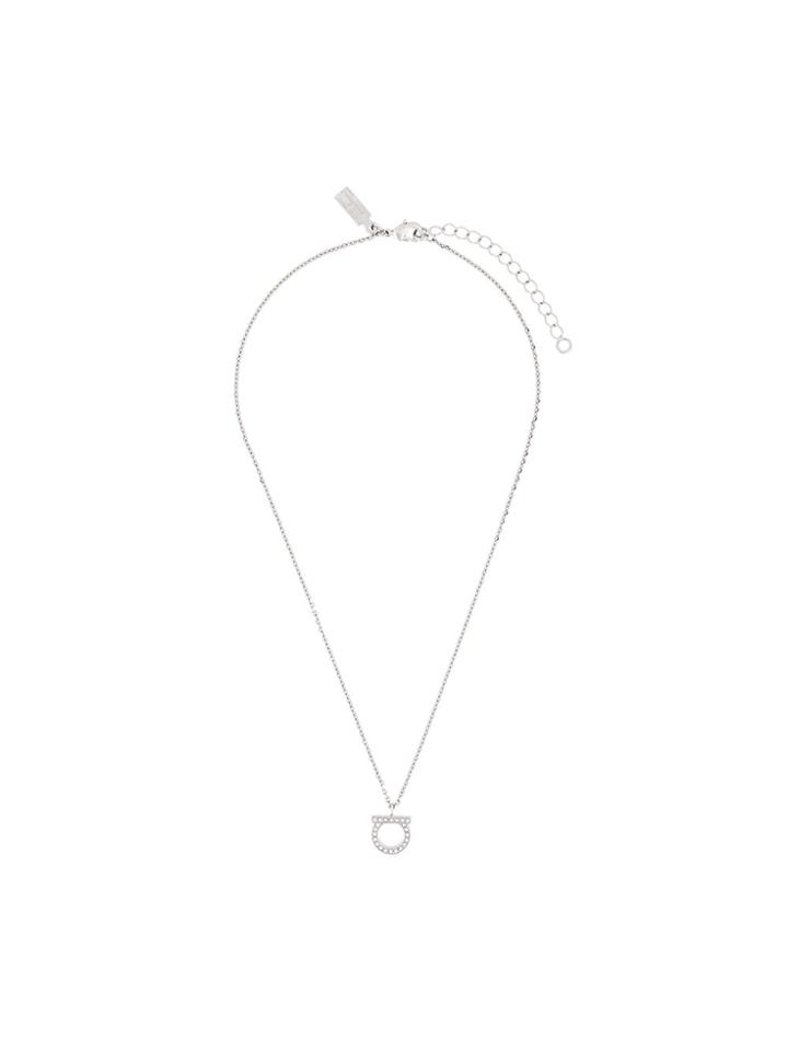 Salvatore Ferragamo Gancio Crystal-embellished Necklace - Metallic