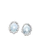Aquamarine And Diamond Stud Earrings, Women's, Blue, Kimberly Mcdonald