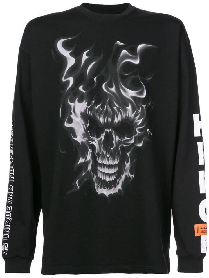 Heron Preston Flame Skull Printed Top - Black