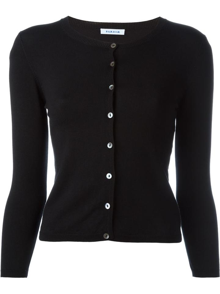 P.a.r.o.s.h. Sybil Cardigan, Women's, Black, Silk/spandex/elastane