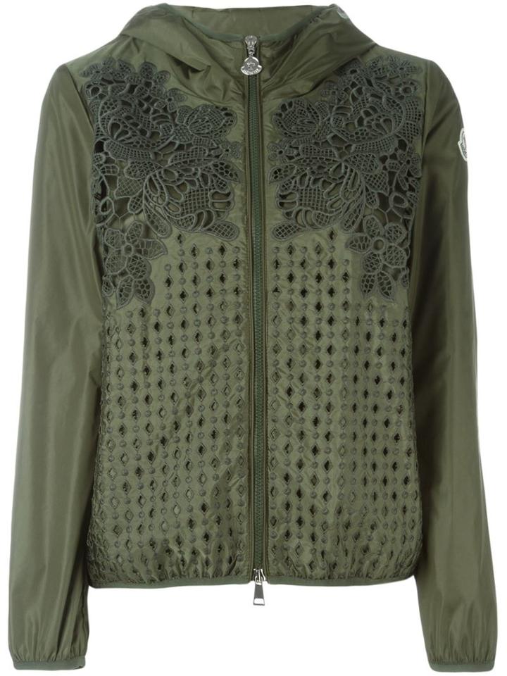 Moncler Vive Floral Crochet Jacket, Women's, Size: 4, Green, Cotton/polyamide/polyester