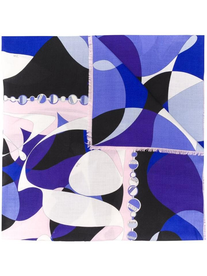 Emilio Pucci Alex Print Silk And Cashmere Scarf - Blue