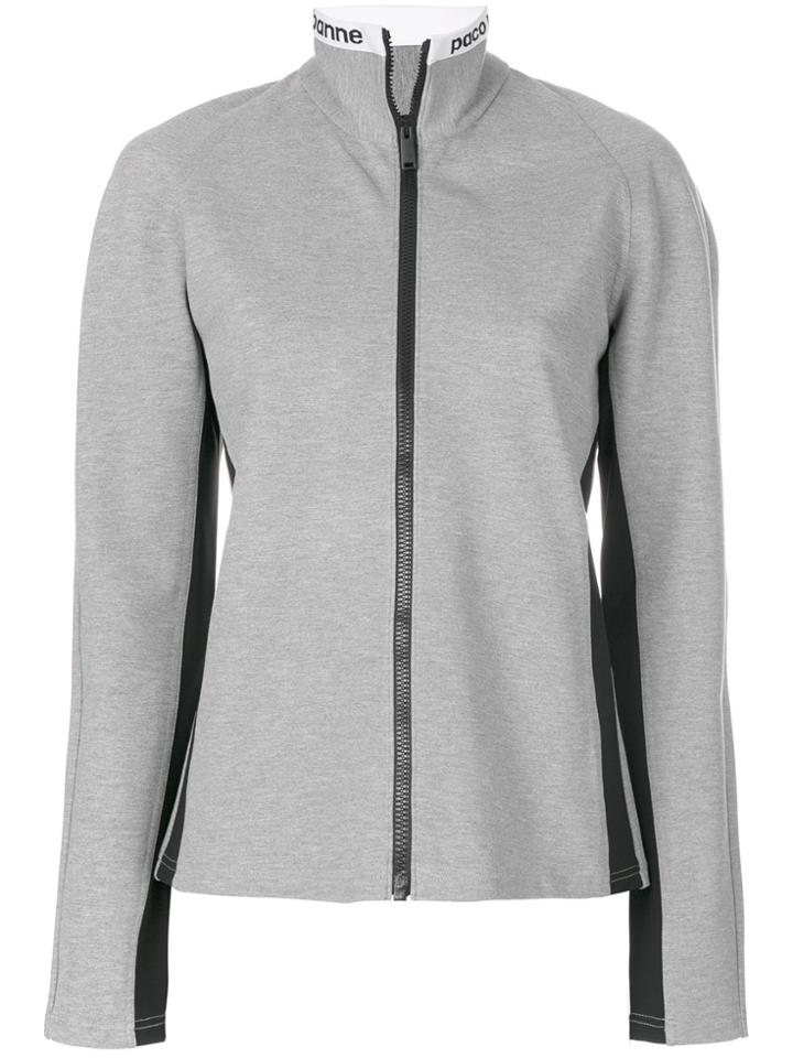 Paco Rabanne Funnel Neck Zip Cardigan - Grey