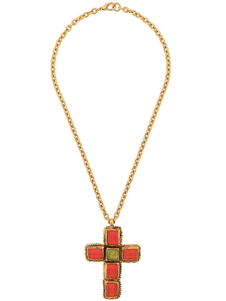Christian Lacroix Vintage 1994 Art Summer Cross Pendant - Gold