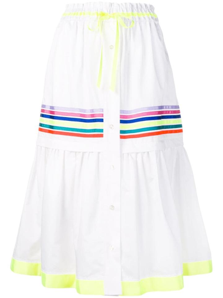 Mira Mikati Stripe Panel Tiered Skirt - White