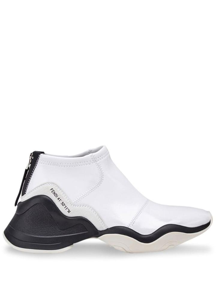 Fendi High-top Glossy Effect Trainers - White