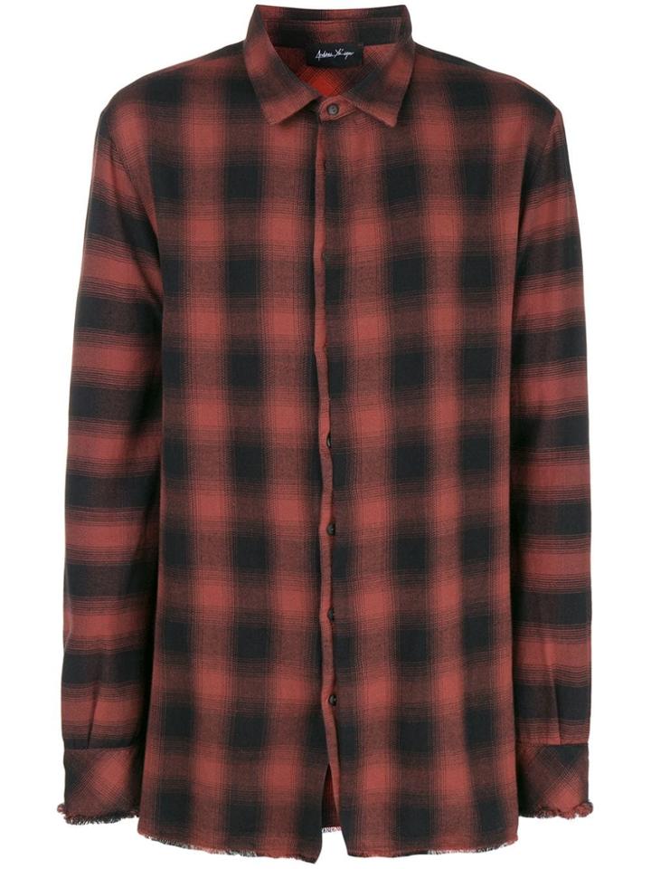Andrea Ya'aqov Plaid Frayed Hem Shirt - Red