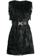 Cavalli Class Fringed Mini Dress - Black