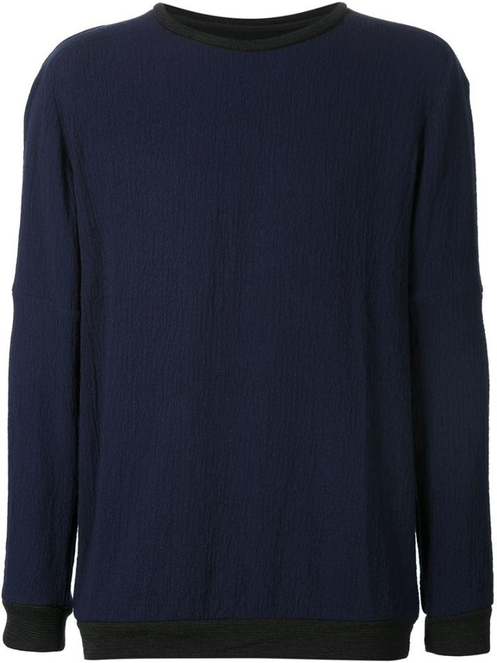 Strateas Carlucci Contrast Trim Sweater, Men's, Size: Large, Blue, Merino