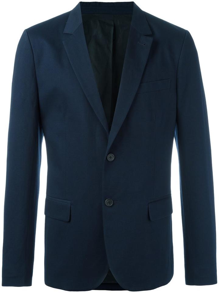 Ami Alexandre Mattiussi Lined 2 Button Jacket, Men's, Size: 50, Blue, Cotton/linen/flax/acetate