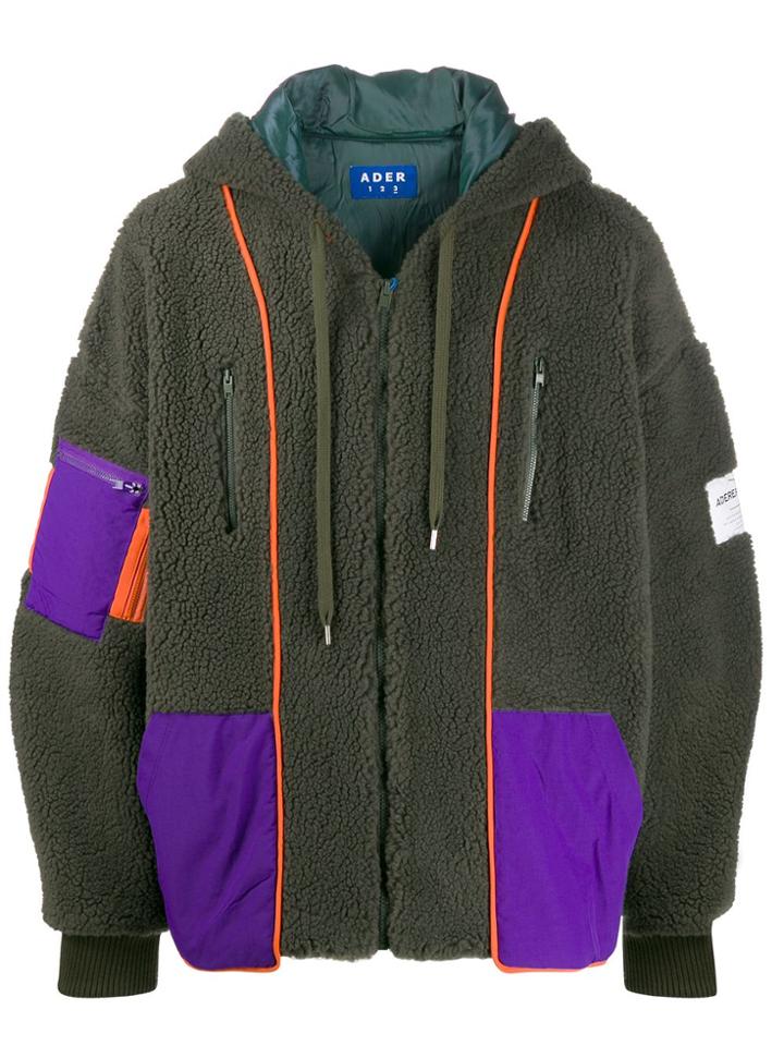 Ader Error Hooded Shearling Jacket - Green