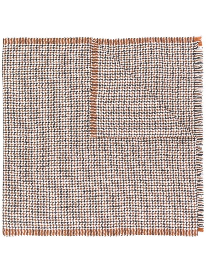 Eleventy Houndstooth Scarf - Brown