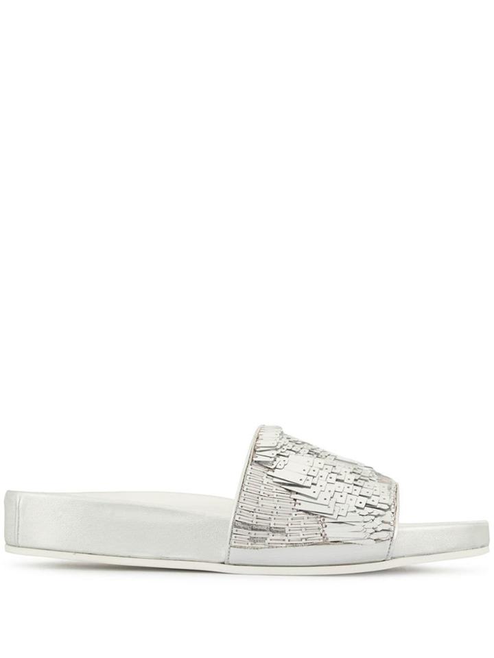 No21 Metallic Embellished Slides - Silver