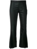 Marco De Vincenzo Cropped Faux Leather Pleated Trousers - Black