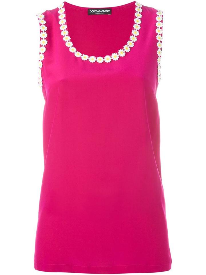 Dolce & Gabbana Daisy Tank Top, Women's, Size: 44, Pink/purple, Silk