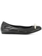 Lanvin Pearl Trim Ballerina Shoes - Black