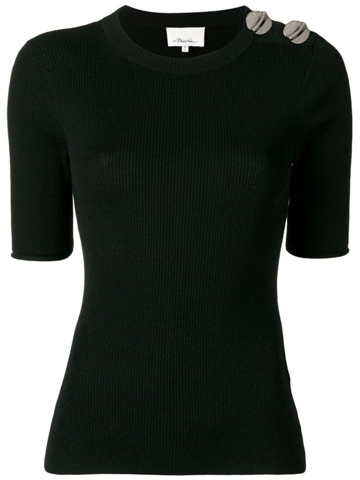 3.1 Phillip Lim Button Detail Knitted Top - Black